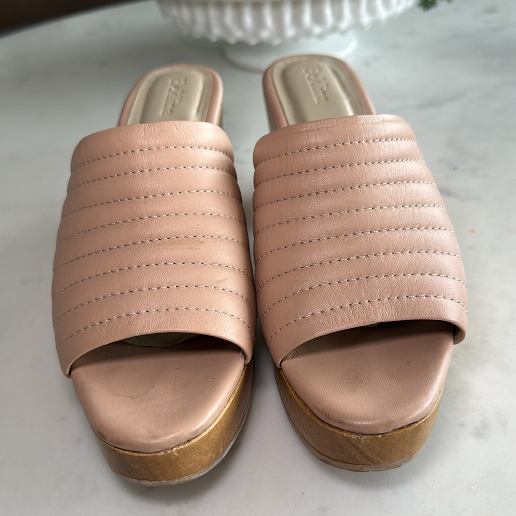 Beklina Ribbed Clog Open Toe Buff (Nude) - Size 10